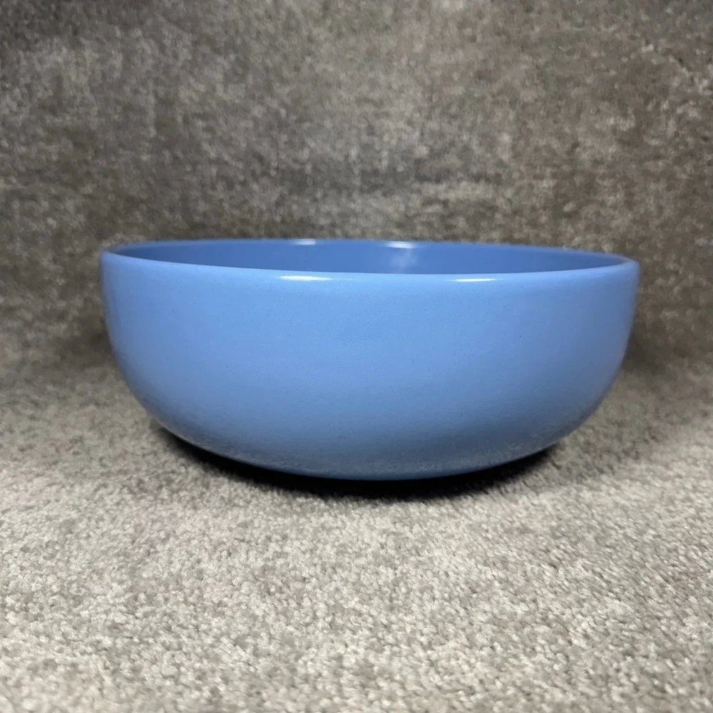 Ceramic Serving Bowl Blue Round Modern Minimalist Kitchen Decor